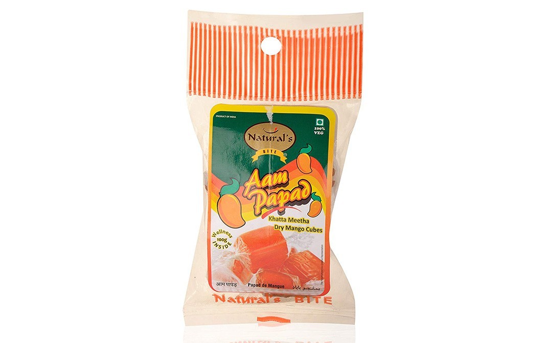 Natural's Bite Aam Papad, Khatta Meetha Dry Mango Cubes   Pack  100 grams